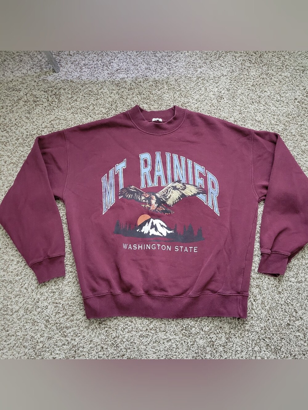 Abercrombie & Fitch Sweatshirt Mt Rainier Eagle Maroon Oversized Crew Small